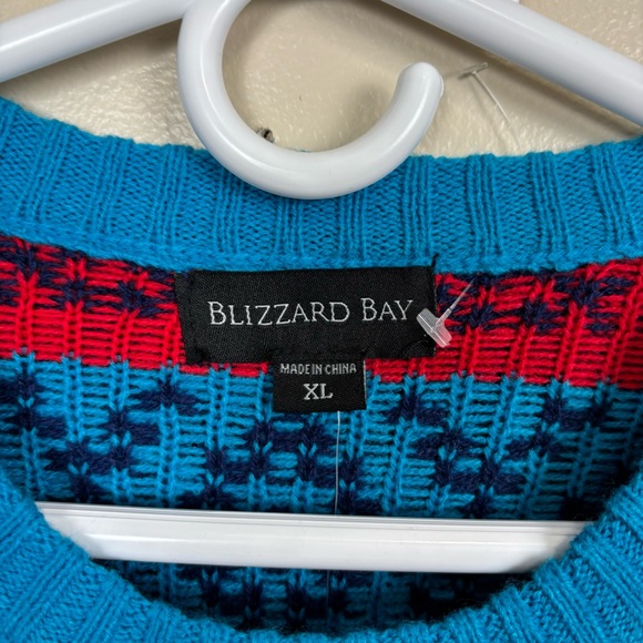 Blizzard Bay Sweater Men XL Blue Green Merry Llama Drink Pocket Ugly Christmas - Picture 7 of 8